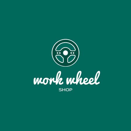 Emblem with Car Steering Wheel Logo Design Template