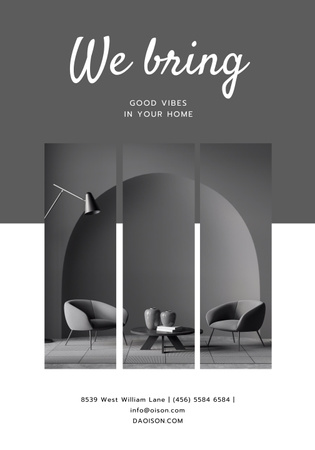 Designvorlage Store Offer with Grey Furniture für Poster 28x40in
