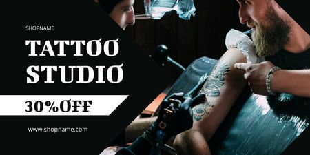 Artwork Sample And Tattoo Studio With Discount Twitterデザインテンプレート