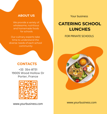 Mouthwatering Catering School Lunches With Description Brochure Din Large Bi-foldデザインテンプレート