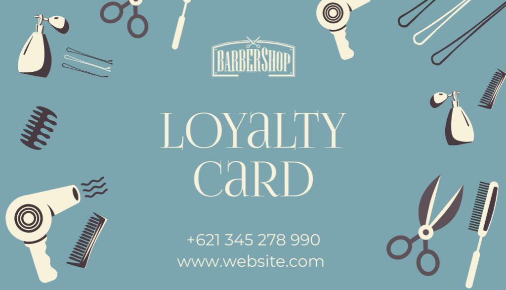 Barbershop or Beauty Salon Loyalty Program Business Card US Šablona návrhu