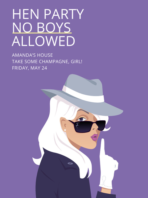 Ontwerpsjabloon van Poster US van Hen Party invitation with Stylish Girl