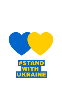 Plantilla de diseño de corazones en colores de bandera ucraniana y pie de frase con ucrania Instagram Story 
