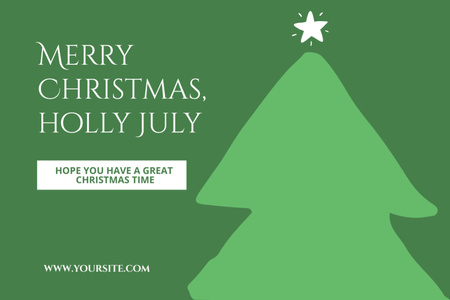 Christmas In July Greeting With Tree In Green Postcard 4x6in – шаблон для дизайна
