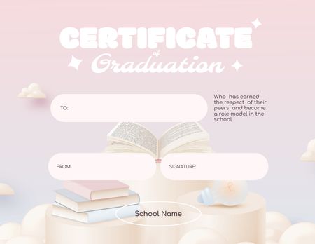 Graduation Award with Books Certificate Tasarım Şablonu