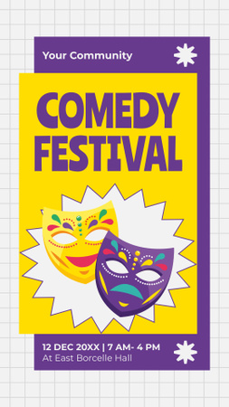 Comedy Festival Event with Theatrical Masks Instagram Story Design Template