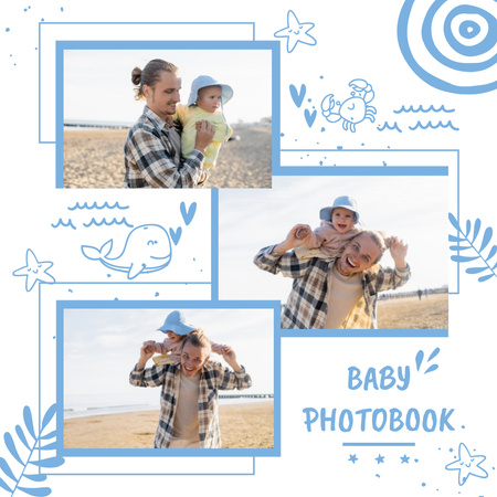 Lovely Family Photos on Beach Photo Book Design Template