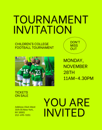 Kids' Football Tournament Announcement Poster 22x28in Design Template