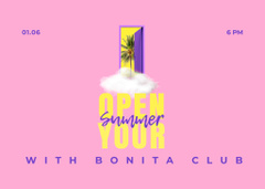 Ad of Summer Party with Open Door and Palm Tree