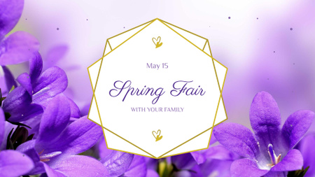 Spring Fair Announcement with Violets Flowers FB event cover Design Template