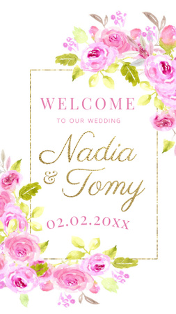 Plantilla de diseño de invitación de boda floral Instagram Story 