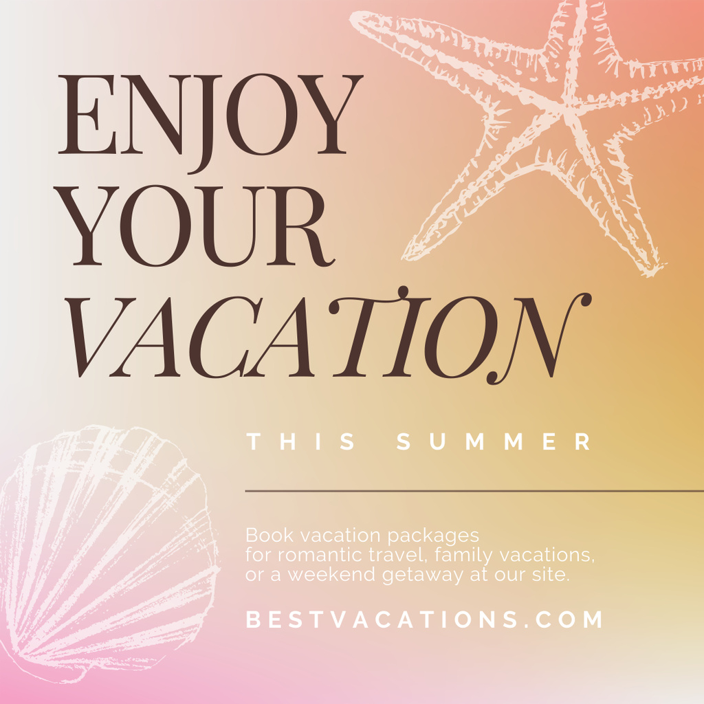 Designvorlage Summer Trips Ad with Sea Shells für Instagram