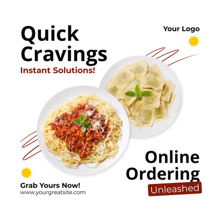 Offer of Online Food Ordering Instagram AD Design Template
