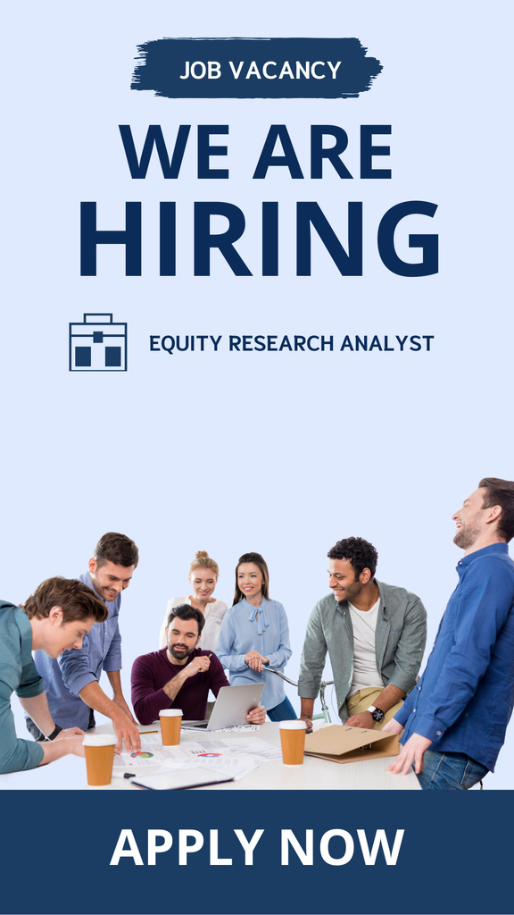 Szablon projektu We Are Hiring Equity Research Analyst Instagram Story