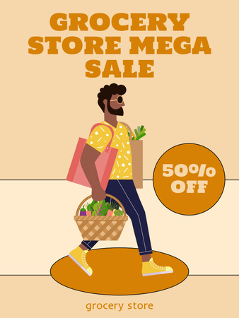 Platilla de diseño Grocery Products Sale Offer With Illustration Poster US