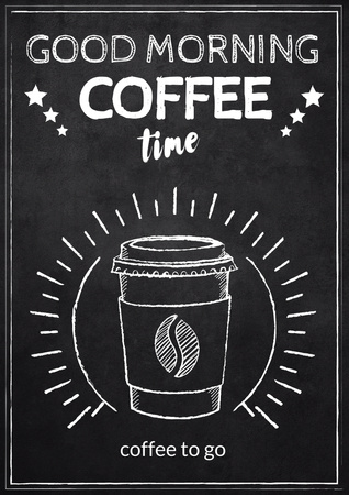 Sketch of Cup of Coffee Poster A3 – шаблон для дизайну