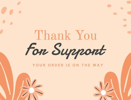 Thank You Quote with Abstract Orange Plants Thank You Card 4.2x5.5in Design Template