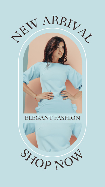 Fashion Collection Ad with Woman on Blue Instagram Story Design Template