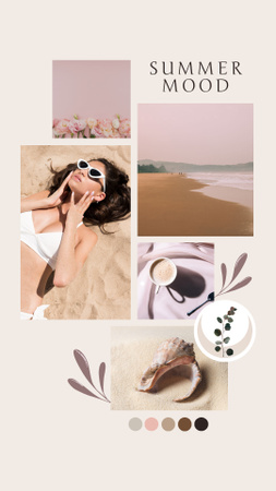 Designvorlage Sommerstimmungscollage in Beigefarben für Instagram Story