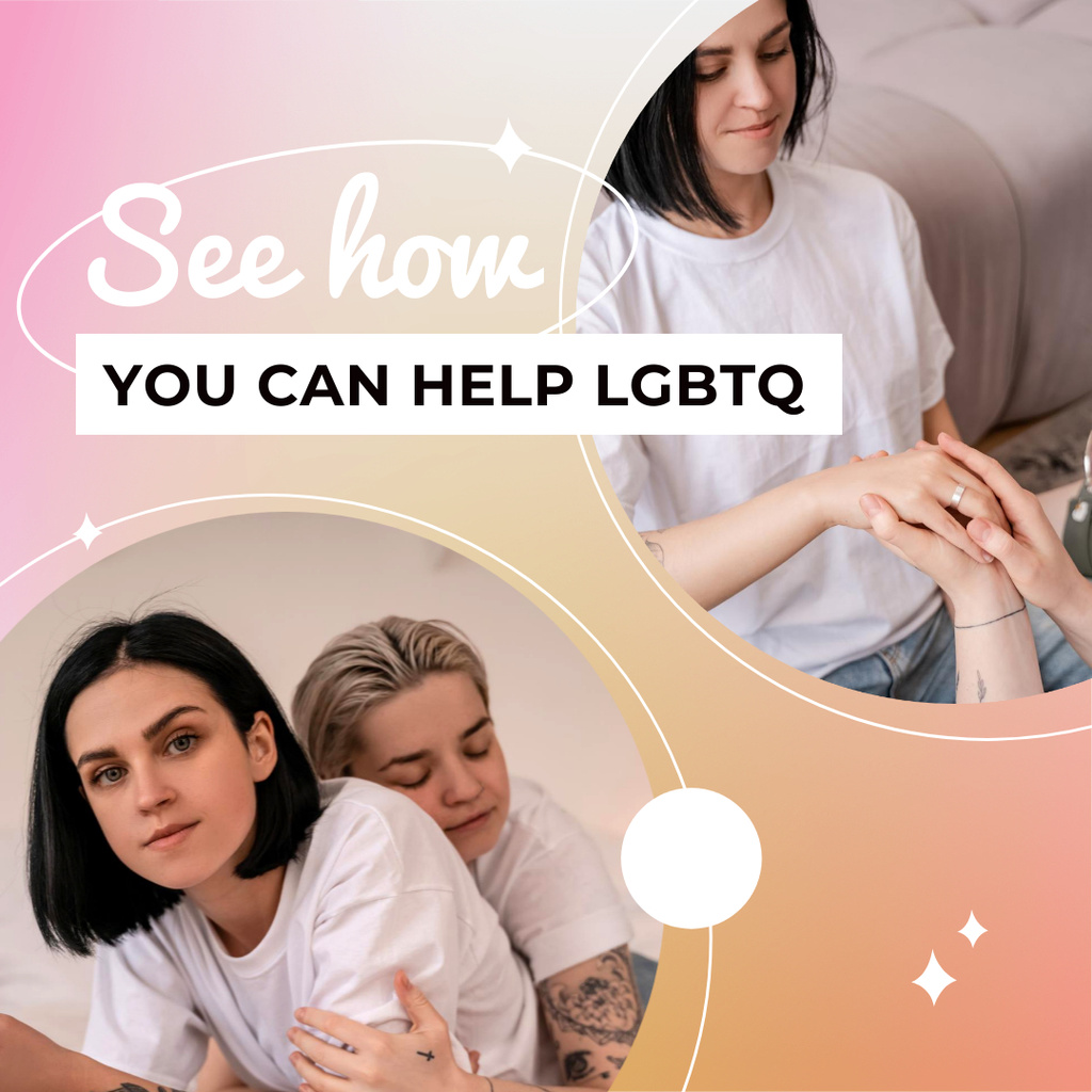 LGBT Support Motivation with Cute Couple Instagram Design Template