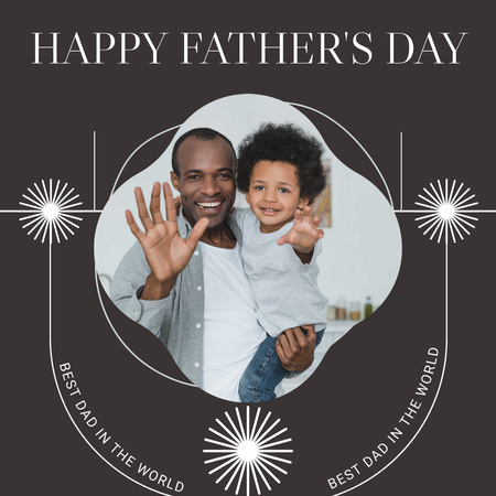 Father's Day Card with Happy African American Family Instagram Design Template