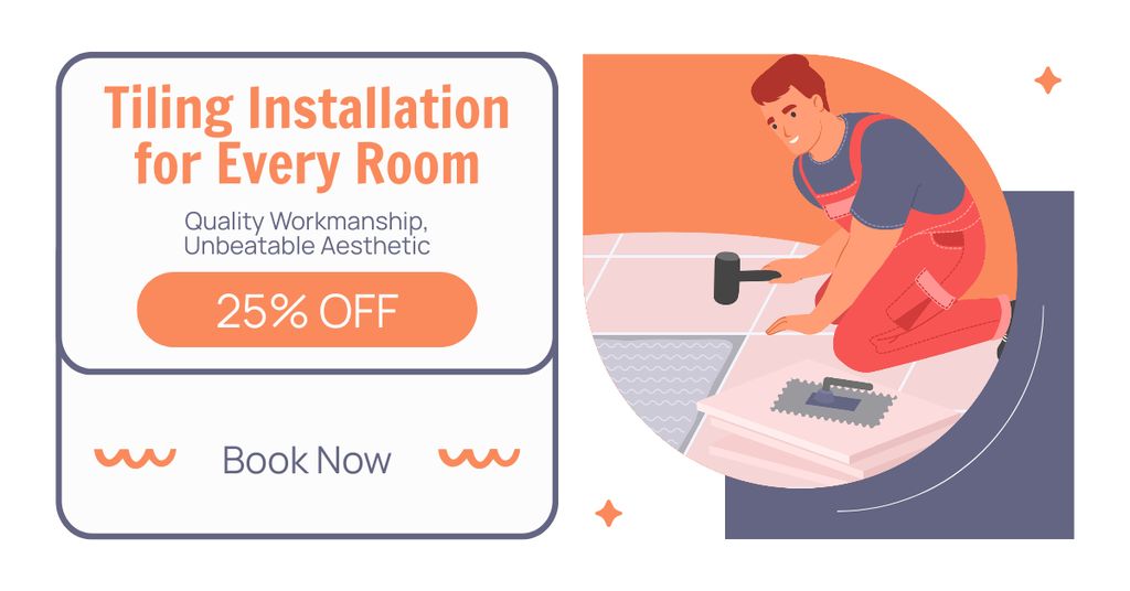 High-Quality Tiling Installation With Discount For Every Room Facebook AD – шаблон для дизайна