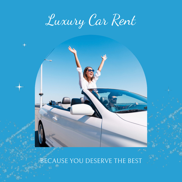 Luxury Car Rent Service Offer In Blue Animated Postデザインテンプレート