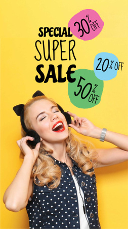 Cyber Monday Sale Announcement with Cute Funny Girl Instagram Story Design Template