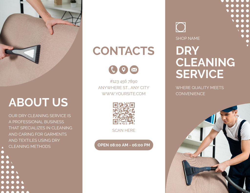 Dry Cleaning Services with Vacuum Cleaner Brochure 8.5x11in Šablona návrhu