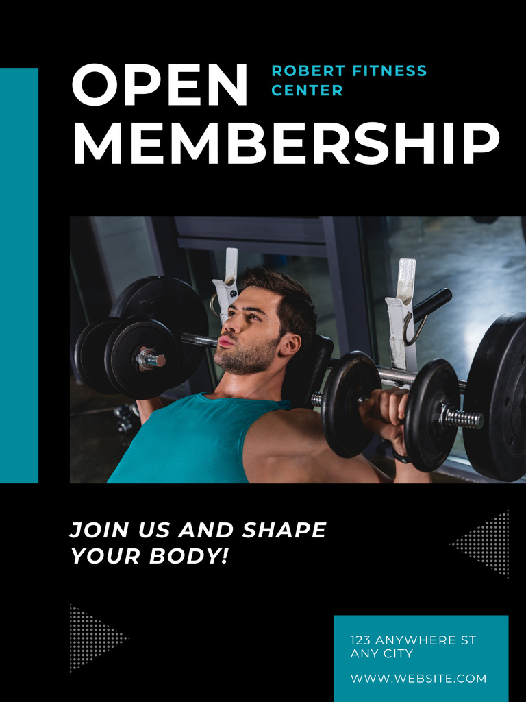 Ontwerpsjabloon van Poster US van Gym Membership Offer with Athletic Young Man