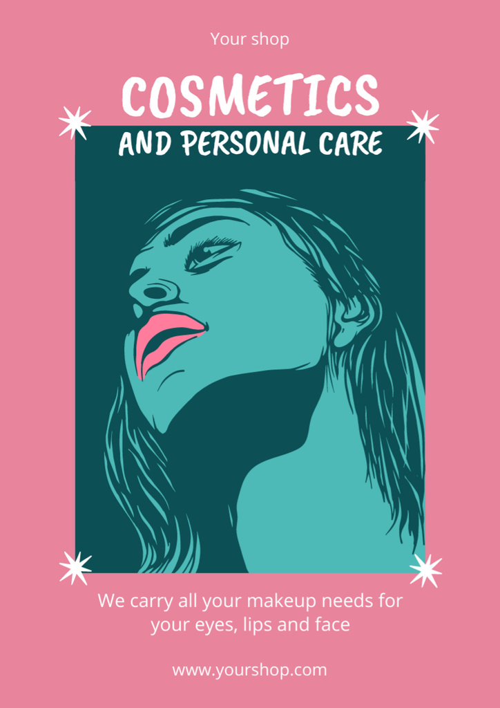 Beauty Ad with Creative Female Portrait Poster A3 – шаблон для дизайну