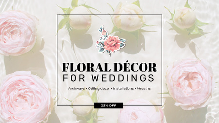 Modèle de visuel Décoration florale pour les mariages Offre de vente avec des roses - Full HD video