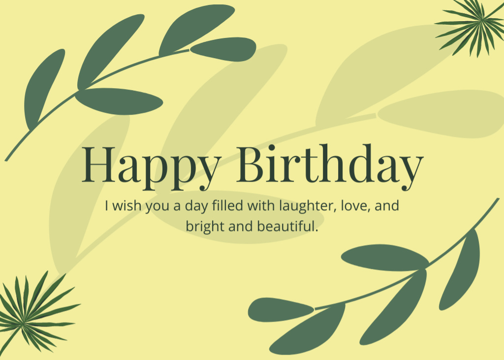 Floral Style Greeting on Birthday Postcard 5x7in – шаблон для дизайна