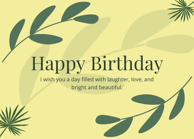 Designvorlage Floral Style Greeting on Birthday für Postcard 5x7in