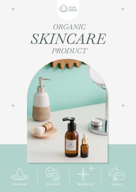 Organic Skincare Products Offer Layout with Photo Posterデザインテンプレート