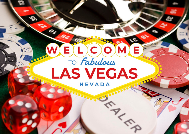 Las Vegas Casino Invitation Postcard Tasarım Şablonu