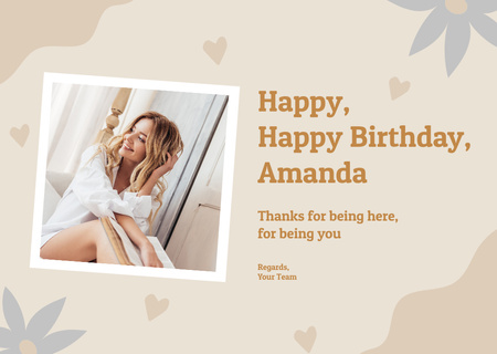 Birthday of Attractive Young Blonde Card Design Template