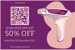 Gift Card for Laser Hair Removal of Legs on Purple