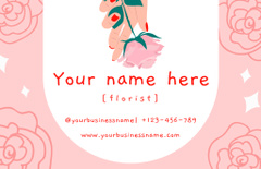 Florist Services Offer with Pink Rose in Hand