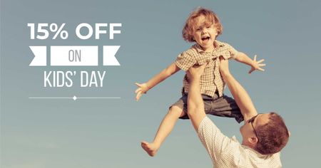 Children's Day Offer with Dad holding Child Facebook AD Design Template