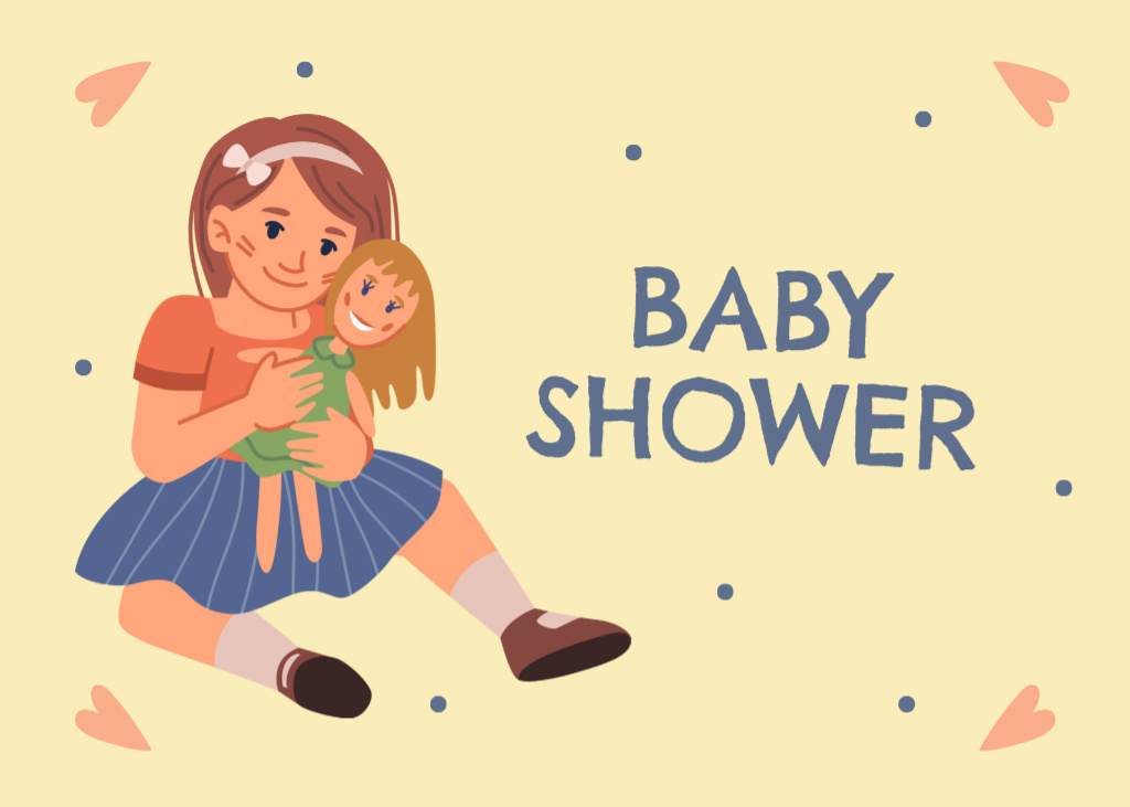 Plantilla de diseño de Baby Shower Announcement on Yellow Postcard 5x7in 