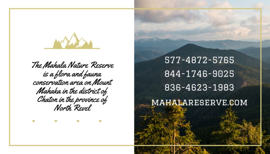 Plantilla de diseño de Nature Reserve with Forest and Mountains Business Card US 