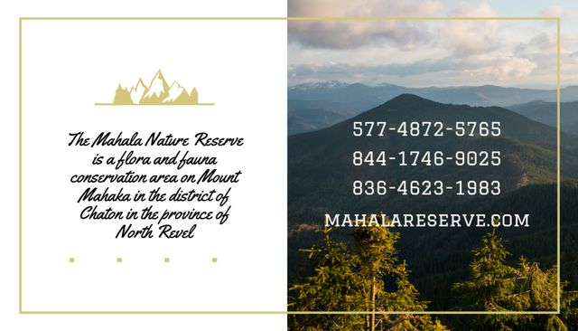 Nature Reserve with Forest and Mountains Business Card US Šablona návrhu