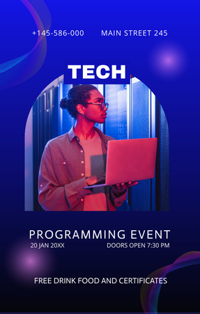 Programming Event Announcement With Free Certificates Invitation 4.6x7.2in Design Template