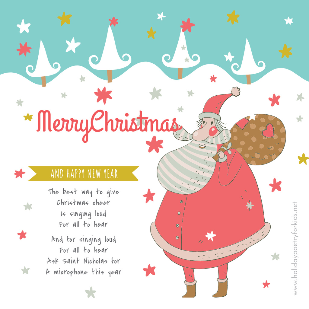 Designvorlage Christmas Holiday greeting Santa delivering Gifts für Instagram AD