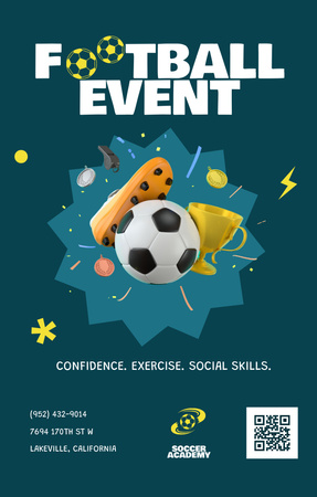 Football Event Announcement Invitation 4.6x7.2in Design Template