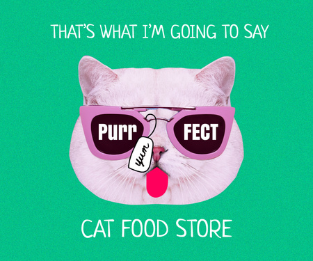 Template di design Funny Cute Cat in Sunglasses showing Tongue Large Rectangle
