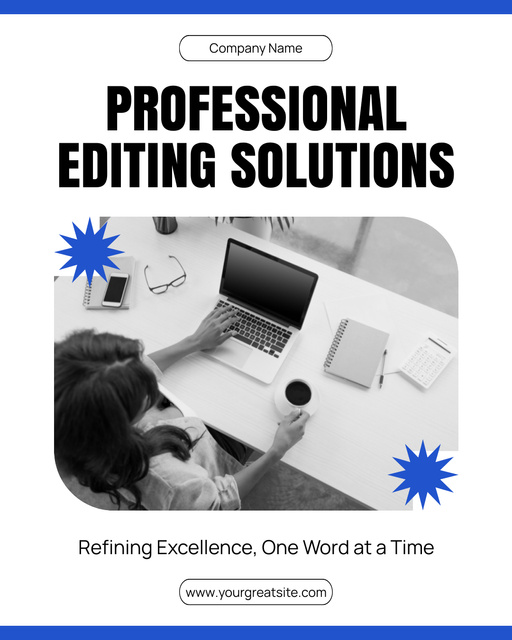 Refined Editor Service Offer With Slogan In White Instagram Post Vertical tervezősablon