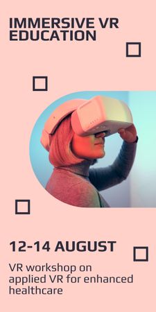 Designvorlage Virtuelle Bildungsanzeige auf Baby Pink für Graphic