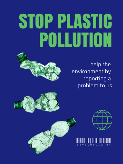 Plastic Pollution Awareness And Appeal To Help Clean Environment Poster US Modelo de Design